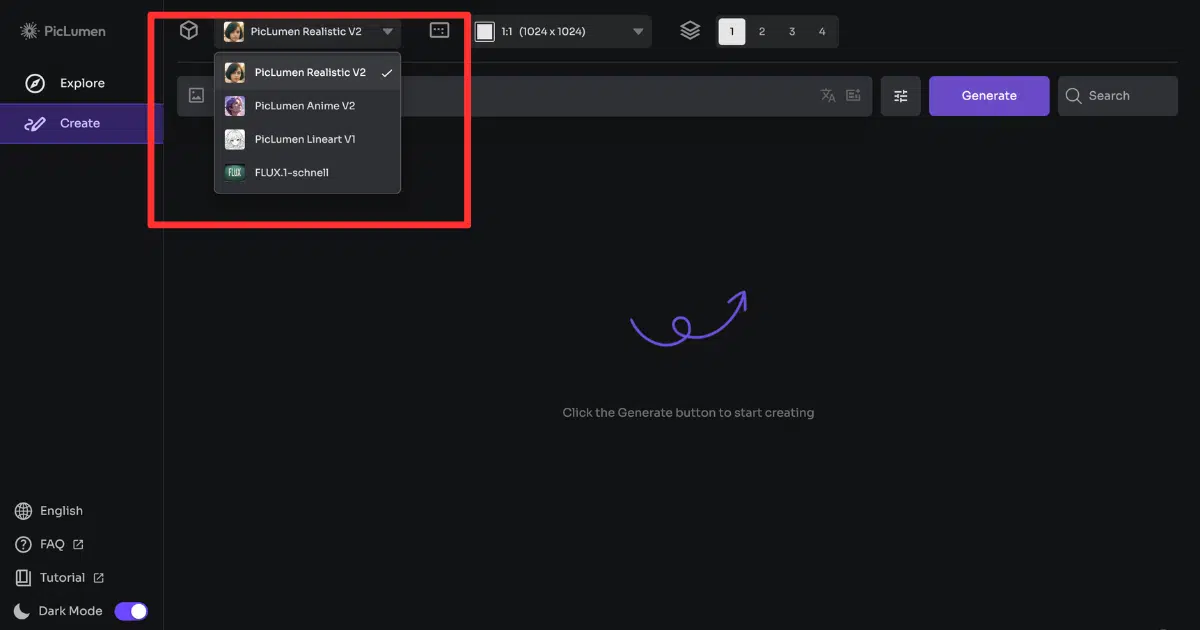 PicLumen เครื่องมือสร้างรูปภาพ AI ออนไลน์ฟรี